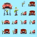 Auto mechanic flat icons set Royalty Free Stock Photo