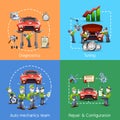 Auto mechanic 4 icons square banner Royalty Free Stock Photo