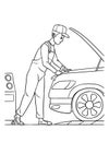 Auto Mechanic Isolated Coloring Page for Kids