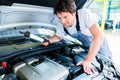 Auto mechanic working in car service workshop Royalty Free Stock Photo