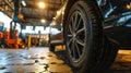Auto mechanics modifying SUV engine in garage. Generative Ai
