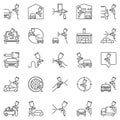 Auto Painting and Paint Spray Guns outline vector icons set