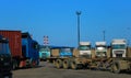 Auto Parking trucks in the open air waiting for loading