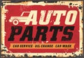 Auto parts, car service, oil change and car wash, retro sign Royalty Free Stock Photo