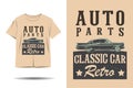 Auto parts classic car retro silhouette t shirt design Royalty Free Stock Photo