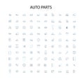 auto parts icons, signs, outline symbols, concept linear illustration line collection Royalty Free Stock Photo