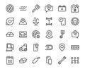 AUTO PARTS Set of Icons related vector line icons. Contains icons such as parts, oil, diagnostics, turbine, steering
