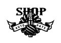 Auto parts store, car logo emblem. Vector illustration.