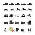 Auto racing black glyph icons set on white space