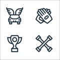 Auto racing line icons. linear set. quality vector line set such as cross wrench, trophy, glove