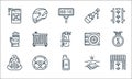 auto racing line icons. linear set. quality vector line set such as finish line, oil, car seat, shake hands, steering wheel,