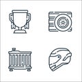 Auto racing line icons. linear set. quality vector line set such as helmet, air filter, tyre