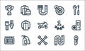 auto racing line icons. linear set. quality vector line set such as key, cross wrench, scoreboard, circuit, fire extinguisher,