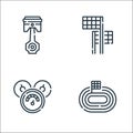 auto racing line icons. linear set. quality vector line set such as race track, speedometer, finish flag Royalty Free Stock Photo