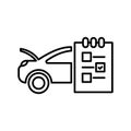 Auto repair or diagnostic icon. Vector EPS 10. Sevice station thin line icon. Car maintenance list illustration. Open Royalty Free Stock Photo