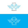 Auto repair logo set line style isolated on background for auto service shop