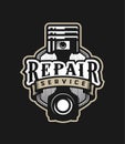 Auto repair service, car logo emblem on a dark background. Vector illustration Royalty Free Stock Photo