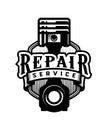Auto repair service, car logo, emblem. Vector illustration. Royalty Free Stock Photo