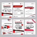 Auto repair Services business layout templates set, automobile magazine cover, auto repair shop brochure, mockup flyer. Royalty Free Stock Photo