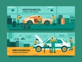 Auto repair shop banners in flat design Royalty Free Stock Photo