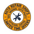 Auto Repair Shops Badge template. Car service label, emblem. Royalty Free Stock Photo