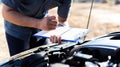 Auto repair specialist has checked the engine repair list for both internal and external systems