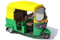 Auto Rickshaw Bajaj TukTuk 3D rendering on white background