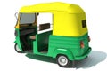 Auto Rickshaw Bajaj TukTuk 3D rendering on white background