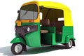 Auto Rickshaw Bajaj TukTuk 3D rendering on white background