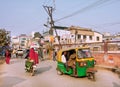 Auto rickshaw on the crowed street