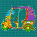 Auto rickshaw in Indian art style Royalty Free Stock Photo