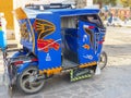 Auto rickshaw parked in the street of Chivay town, Peru Royalty Free Stock Photo