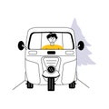 Auto rickshaw ride vector illustration in modern style Royalty Free Stock Photo