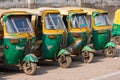 Auto rickshaw taxis in Agra, India. Royalty Free Stock Photo