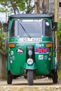 Auto rickshaw or tuk-tuk on the street of Mirissa. Most tuk-tuks in Sri Lanka are a slightly modified Indian Bajaj model, imported