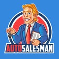 Auto Salesman Cartoon Mascot Logo