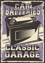 Auto Service Car Battery Power Spare part Service Repair Installment Signage Poster Retro Rustic