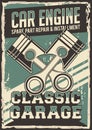 Auto Service Car engine piston machine spare part Service Repair Installment Signage Poster Retro Rustic