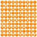 100 auto service center icons set orange