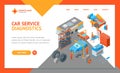 Auto Service 3d Landing Web Page Template Isometric View. Vector Royalty Free Stock Photo