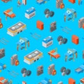 Auto Service 3d Seamless Pattern Background Isometric View. Vector Royalty Free Stock Photo