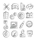 Auto Service Doodle Icons Royalty Free Stock Photo
