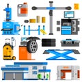 Auto Service Flat Decorative Icons Set Royalty Free Stock Photo