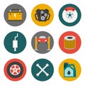 Auto Service Icons Flat Royalty Free Stock Photo