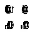 Auto Service Shop Wheels and Tires. Simple Related Vector Icons