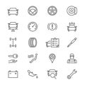 Auto service thin icons