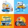 Auto Service 2x2 Design Concept Set Royalty Free Stock Photo