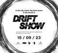 Auto show poster mockup. Drift show black and white template poster