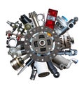 Auto spare parts around clutch Royalty Free Stock Photo