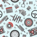 Auto spare parts seamless pattern. Car repair icon background in flat style texture Royalty Free Stock Photo